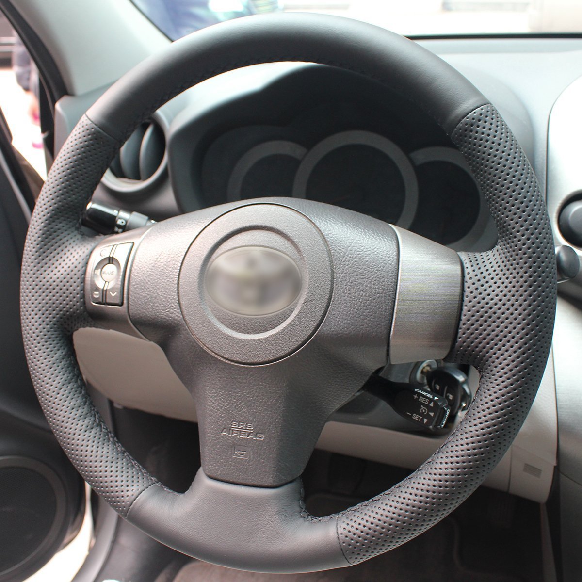 Loncky Auto Genuine Leather Custom Steering Wheel Covers for Toyota